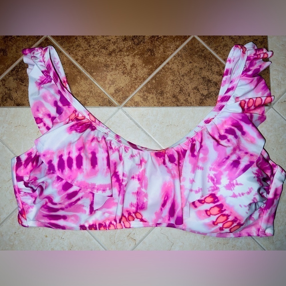 Breaking Waves Pink Tie Dye Bralette Bikini Top size 3X